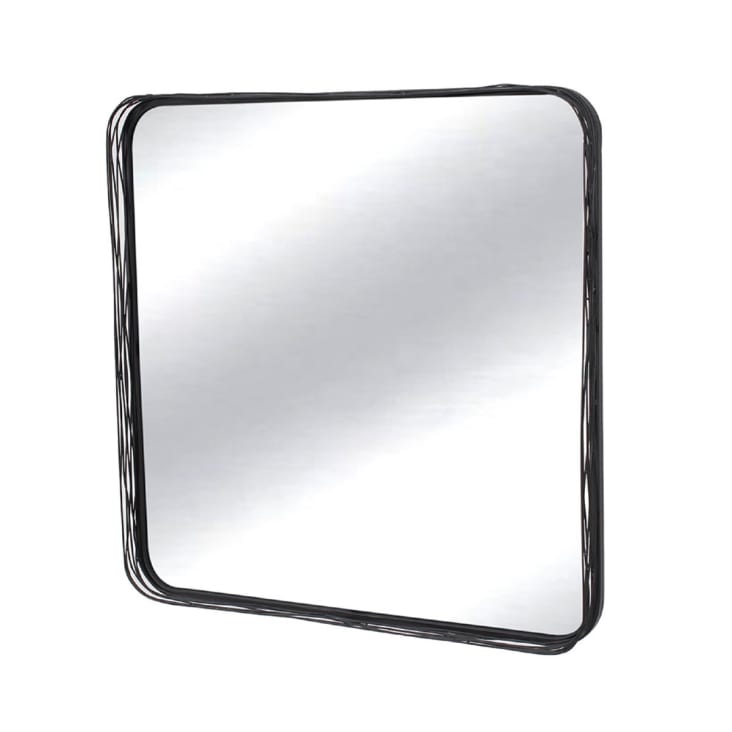 Miroir carré contours filaires métal noir 80x80cm-MIROIR FILAIRE EN MÉTAL 80 CM