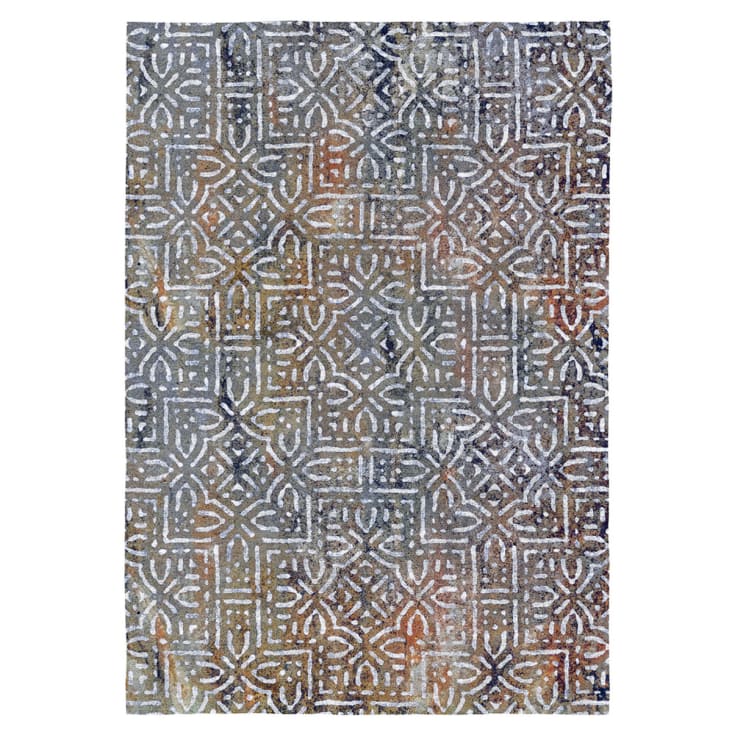 Tapis décoratif en coton imprimé motifs arabesques 120x170 cm-LLESCAS