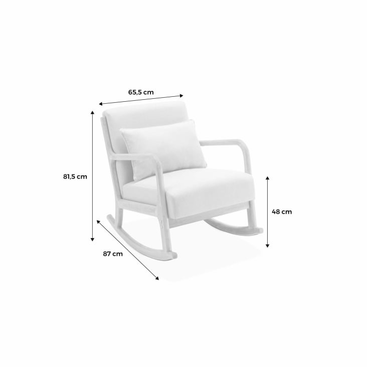 Sedia A Dondolo Moderna In Tessuto Beige Con Poggiapiedi Regolabile - Poltrona Relax Per Interni Fino A 150kg - Foto 7