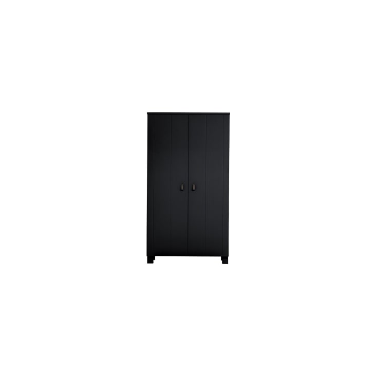 Armoire penderie 2 portes + 1 tiroir Chêne/Noir - DORON - Bois - L