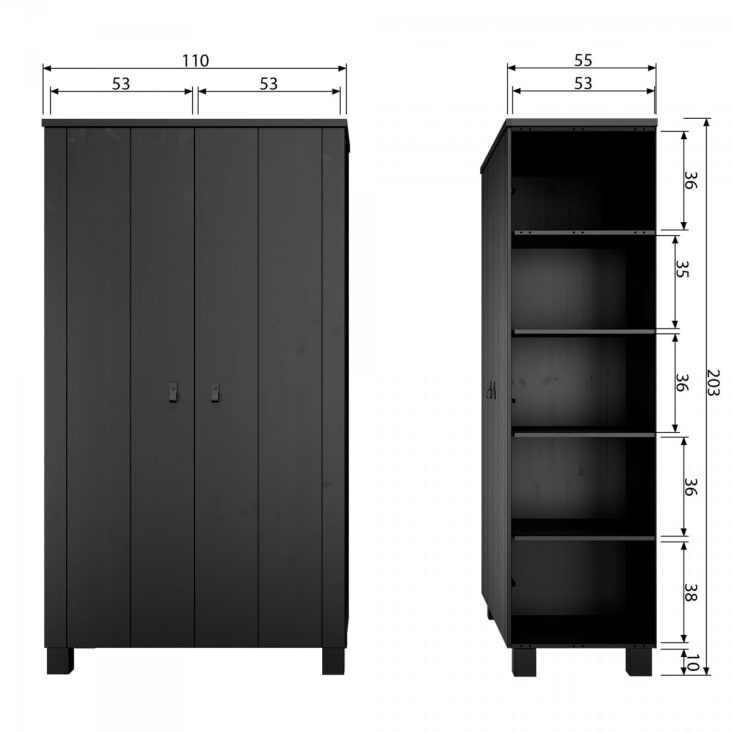 Armoire 2 portes en bois noir-Ties cropped-4