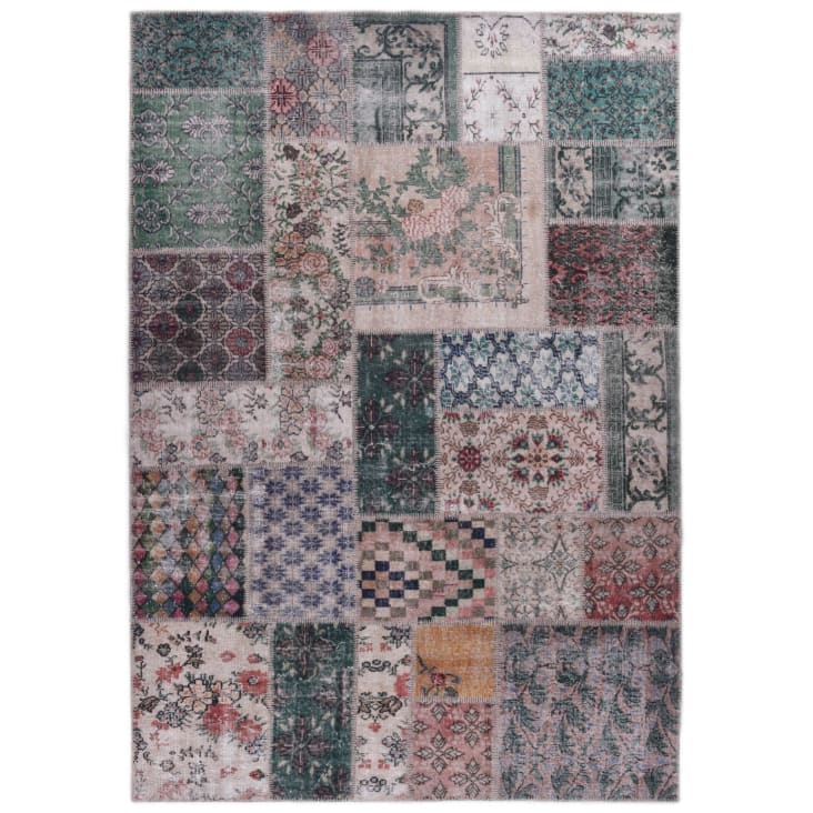 Tapis vintage tissé plat patchwork - multicolore 70x140 cm-ADARA