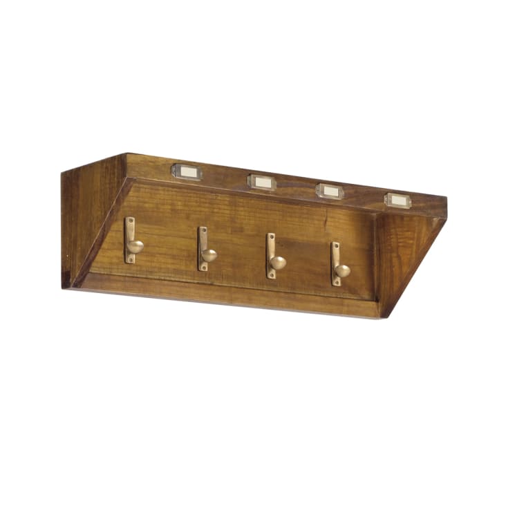 Porte manteau mural en bois marron L 70 cm