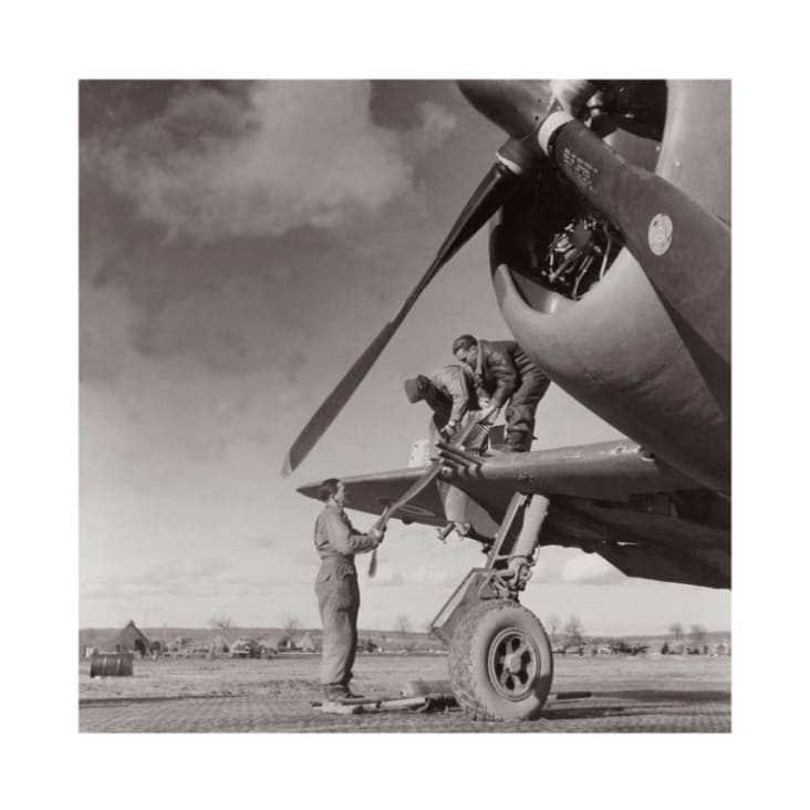 Photo ancienne noir et blanc avion n°12 alu 100x100cm-DANS LES AIRS cropped-2