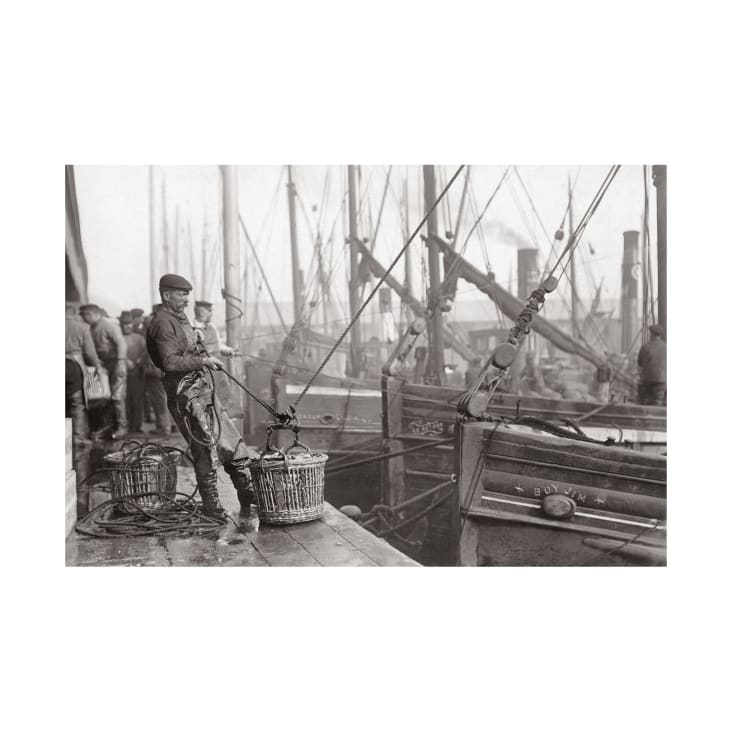 Photo ancienne noir et blanc pêche n°30 alu 30x45cm-PECHE