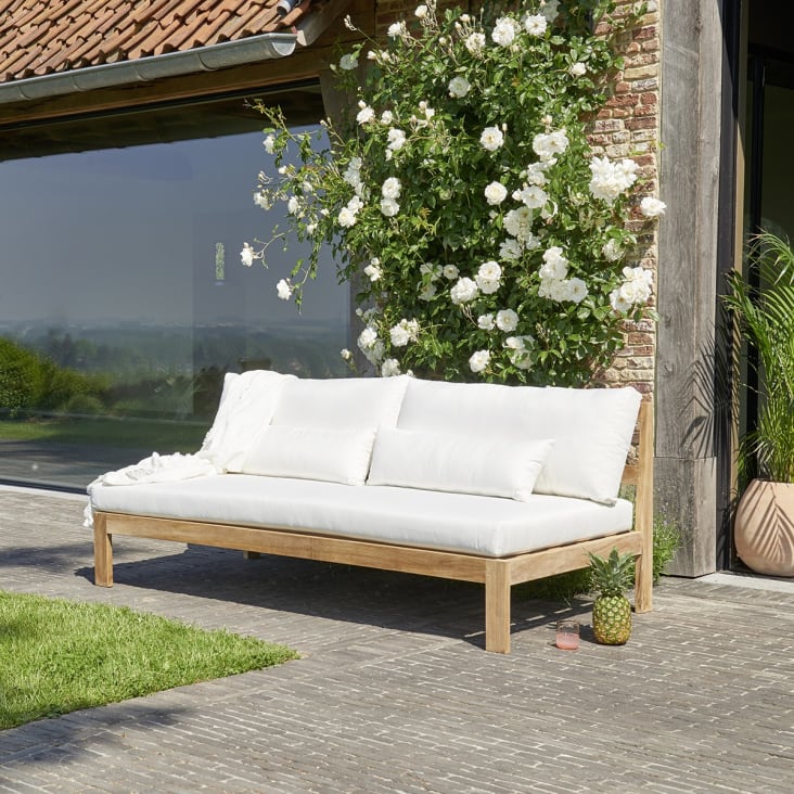 Canapé de jardin en teck massif blanc 3 places-Palma cropped-3