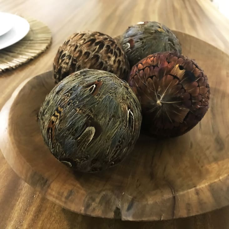 Lot de 3 boules décoratives en plumes de faisan 10cm-FAGIANO cropped-3