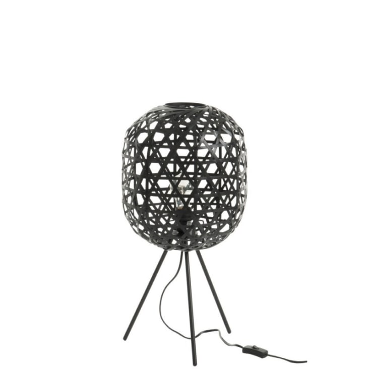 Lampe de bureau trépied bambou/métal noir H59,5cm-ROND