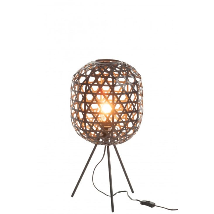 Lampe de bureau trépied bambou/métal noir H59,5cm-ROND cropped-3