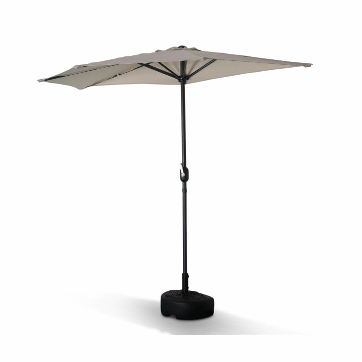 Demi parasol de balcon droit mât en aluminium toile sable D250cm-Calvi