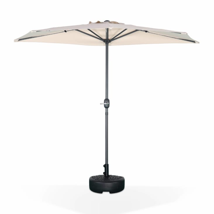 Demi parasol de balcon droit mât en aluminium toile sable D250cm-Calvi cropped-3