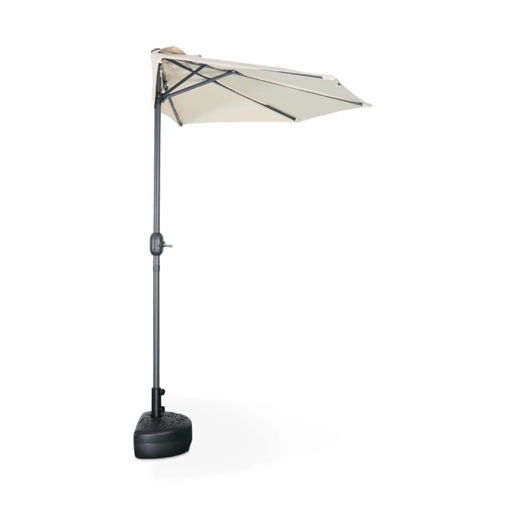 Demi parasol de balcon droit mât en aluminium toile sable D250cm-Calvi cropped-4