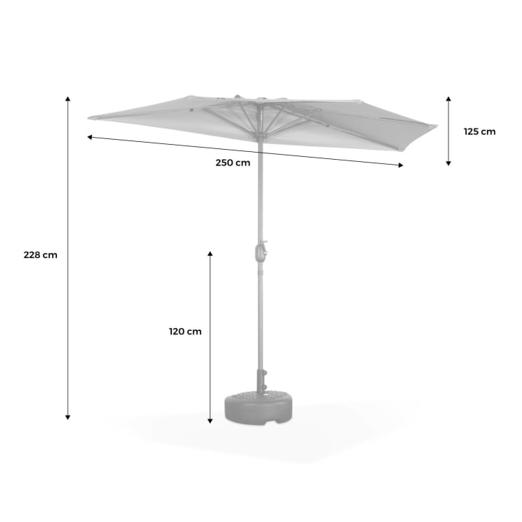 Demi parasol de balcon droit mât en aluminium toile sable D250cm-Calvi cropped-6