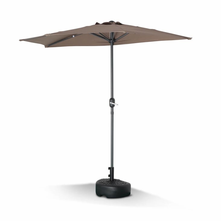 Demi parasol de balcon droit mât en aluminium toile taupe D250cm-Calvi
