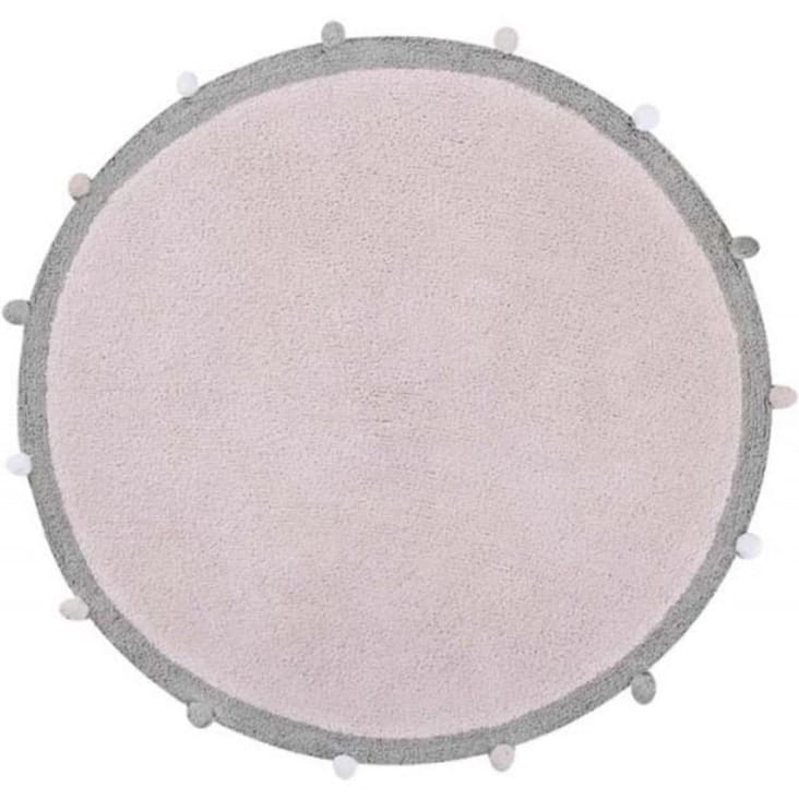 Alfombra lavable redonda de algodón rosado 120ø-BUBBLE