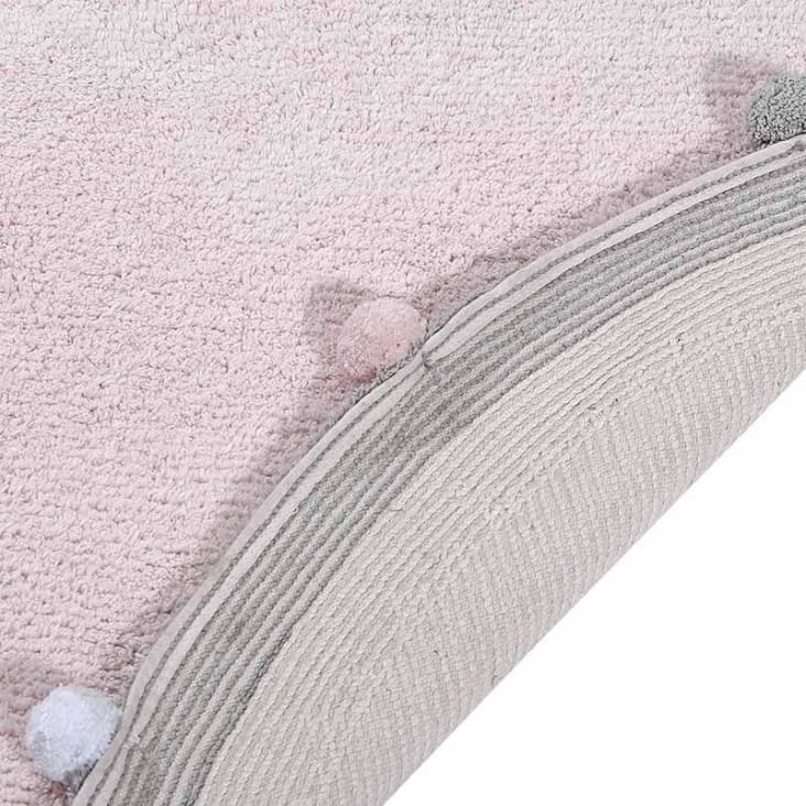 Alfombra lavable redonda de algodón rosado 120ø-BUBBLE cropped-3