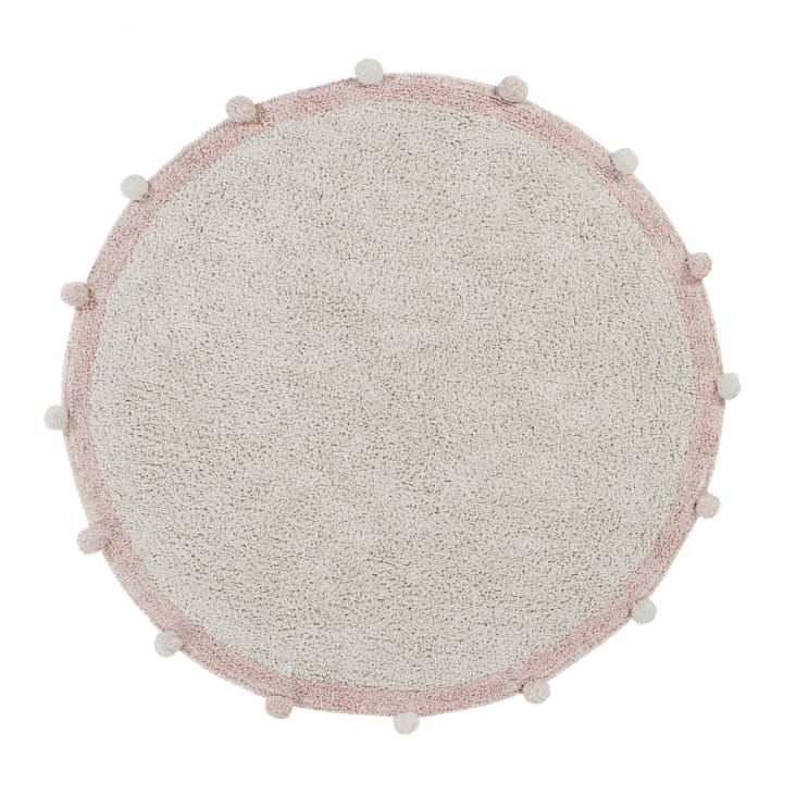 Alfombra lavable redonda de algodón rosado 120ø-BUBBLE cropped-6