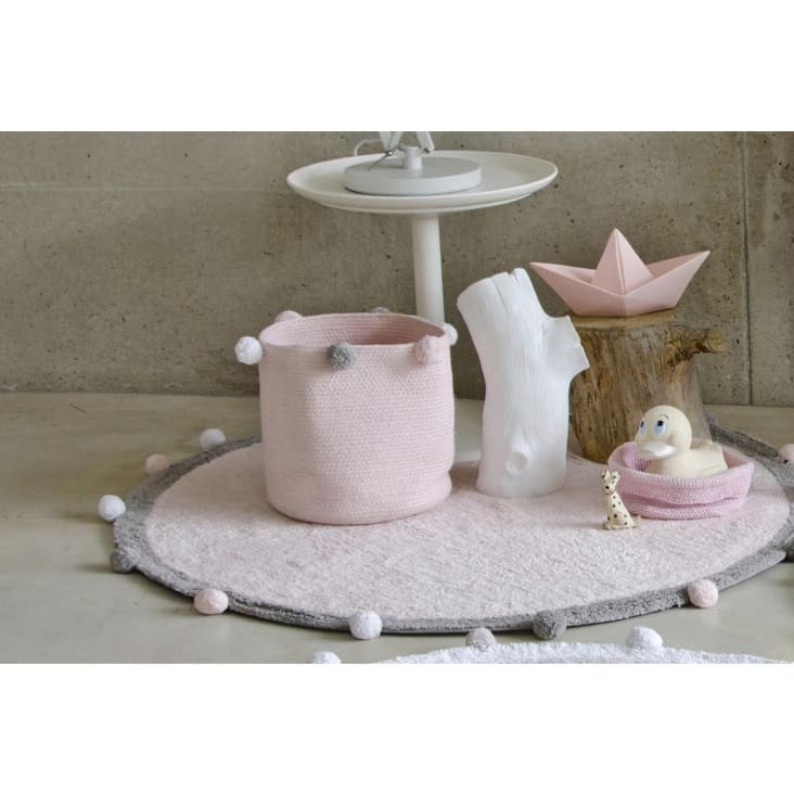 Alfombra lavable redonda de algodón rosado 120ø-BUBBLE cropped-8