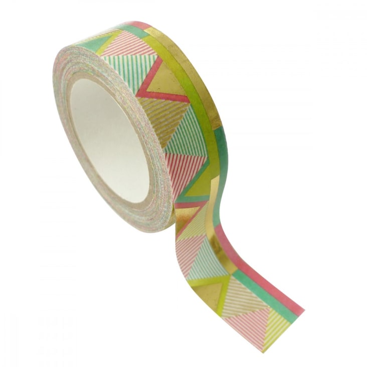 Nastro adesivo decorativo a scacchiera - Rosa e giallo - 1,5 cm x 7 m