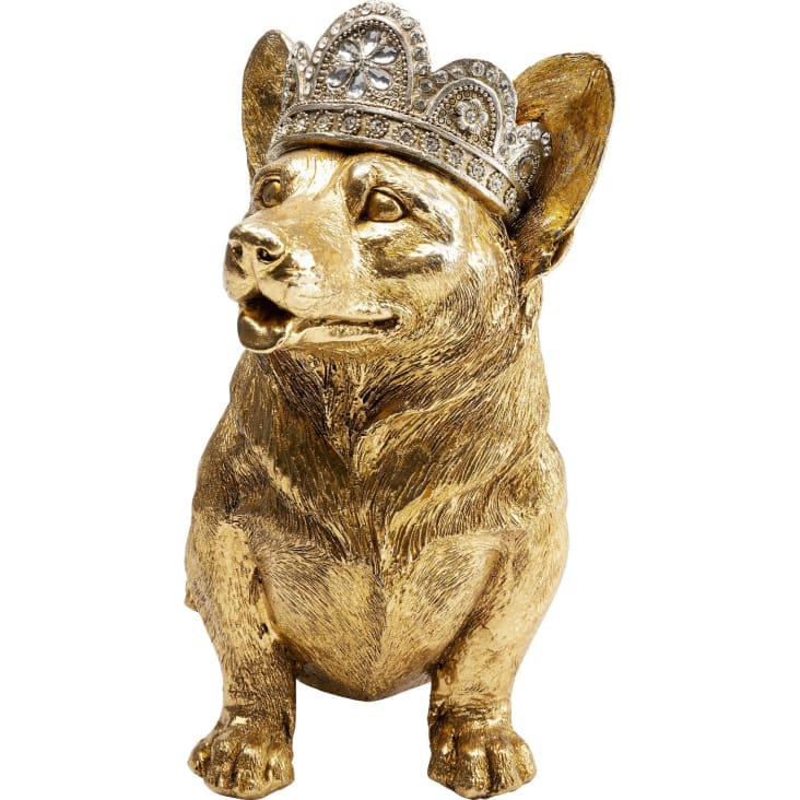 Deko Figur Corgi mit Krone in gold