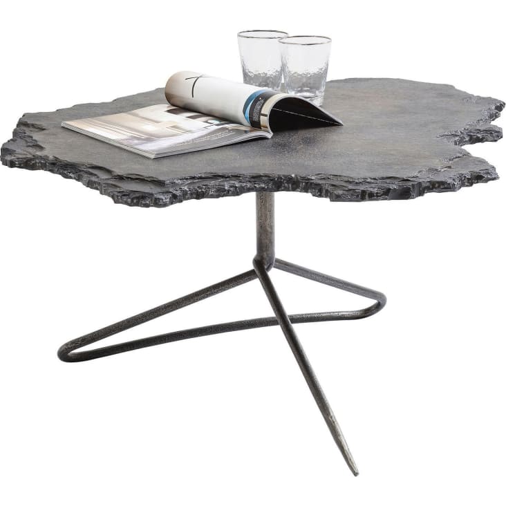 Tavolino moderno in peitra lavica nera 92x82x44 cm Vulcano