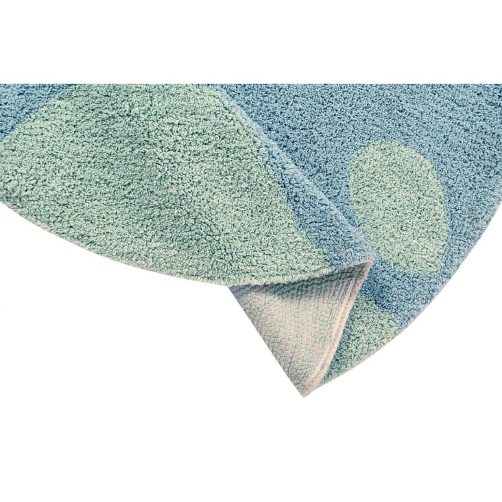 Alfombra lavable mundo de algodón azul y verde Ø100-PLANÈTE cropped-5