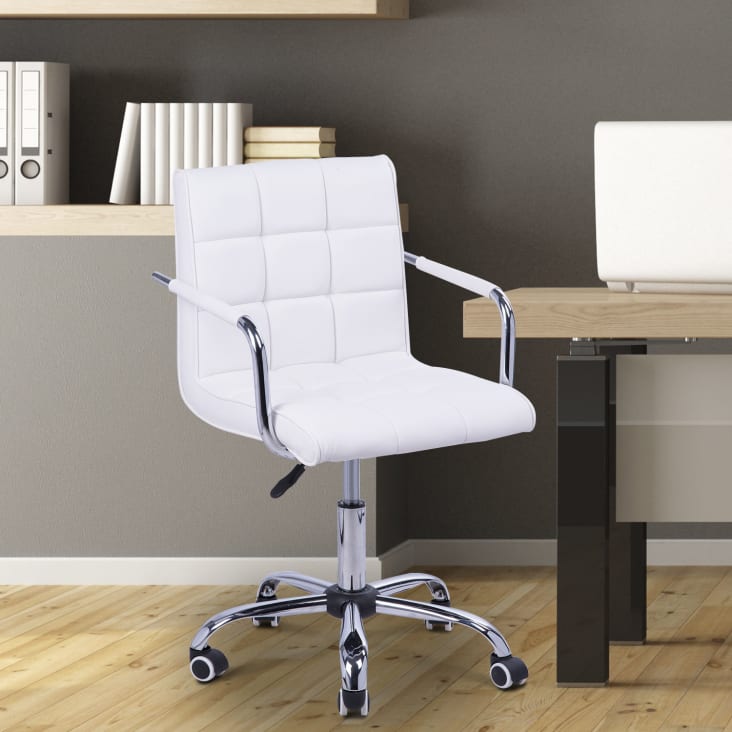 Chaise de bureau blanche design tissu bouclé - Albert Référence :  CD_Chb28A-04