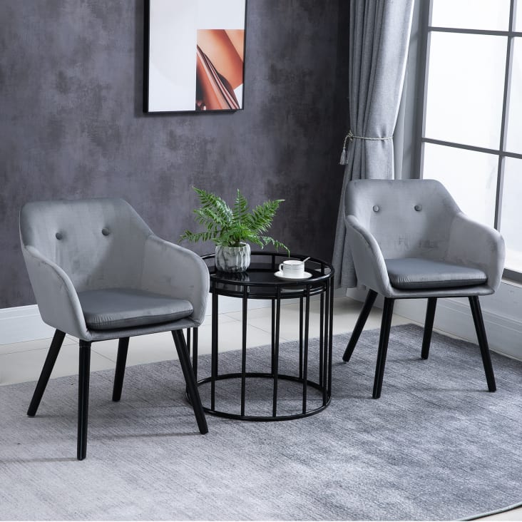 Homcom chaises de visiteur design scandinave - lot de 2 chaises