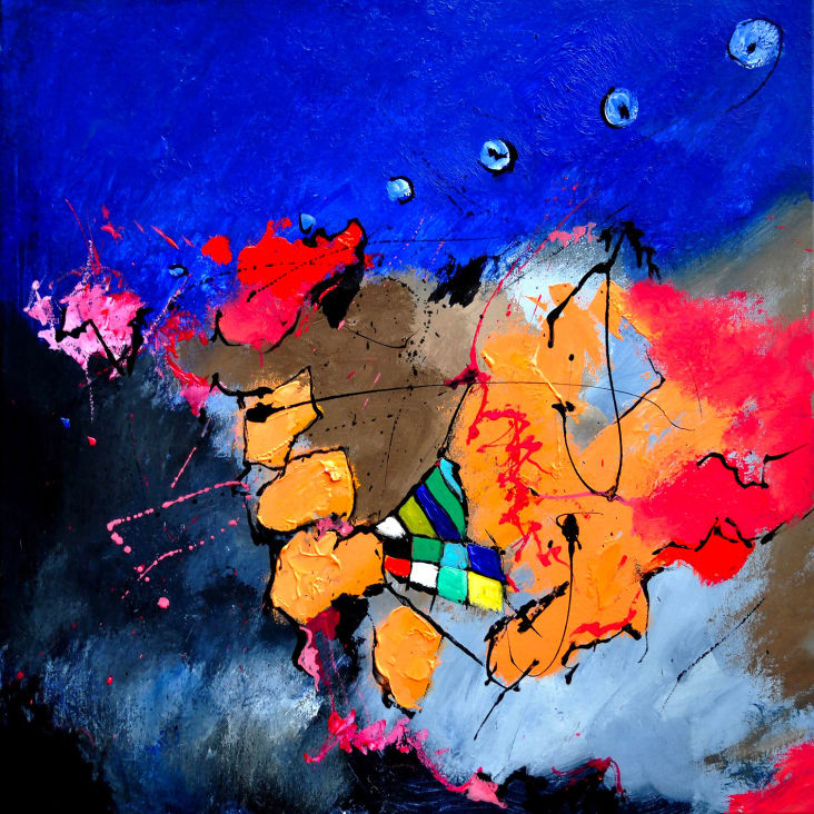 Tableau moderne paysage coloré Tableau abstrait coloré, tableau abstrait  multicolore -  France