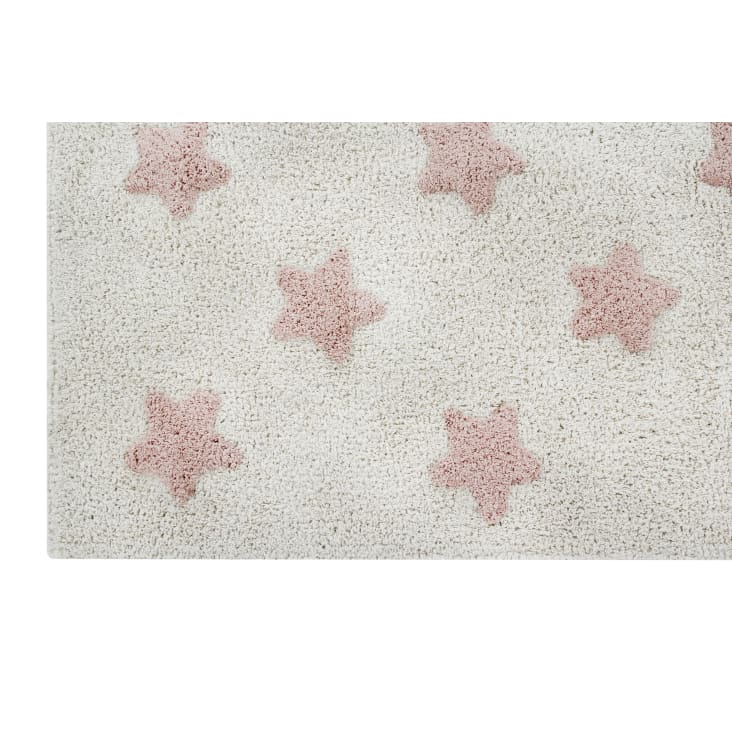 Tappeto lavabile in cotone rosa 120x160 ÉTOILES