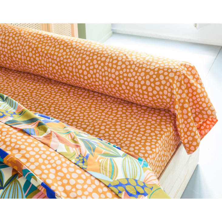 Drap-housse KYOTO multicolore en percale de coton
