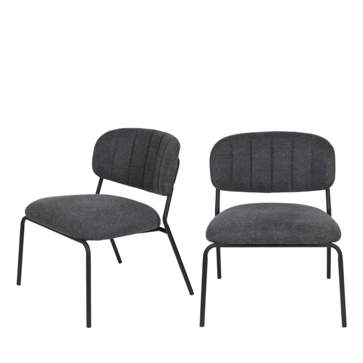 2 chaises lounge pieds noirs gris foncé-Jolien