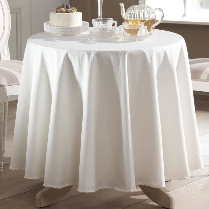 Nappe ovale blanc 180x285 en polyester FONTANA