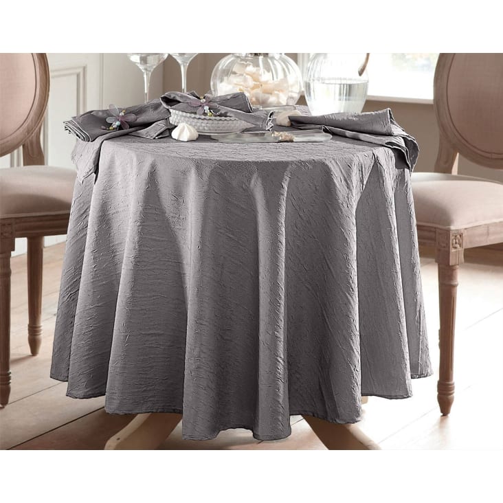 Nappe ovale gris 180x235 en polyester-Fontana cropped-2