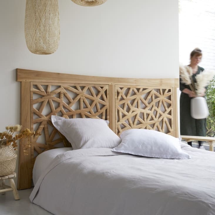 Blomma Cabecero de cama blanco y madera - Dormitorios - Wabi Home