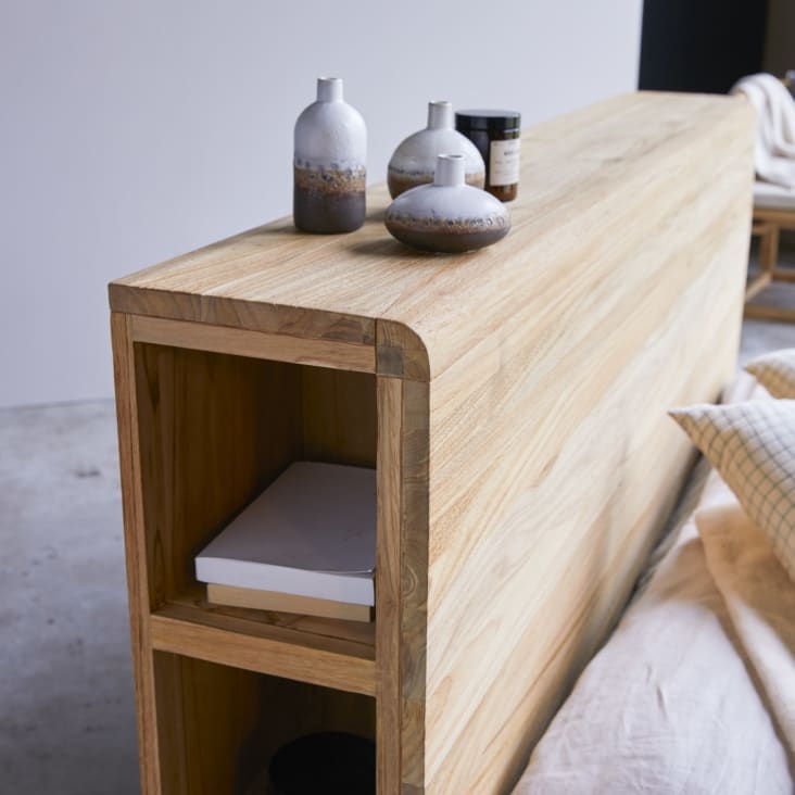 Cabecero con estantes de teca de 135 cm - Mueble para el dormitorio -  Tikamoon