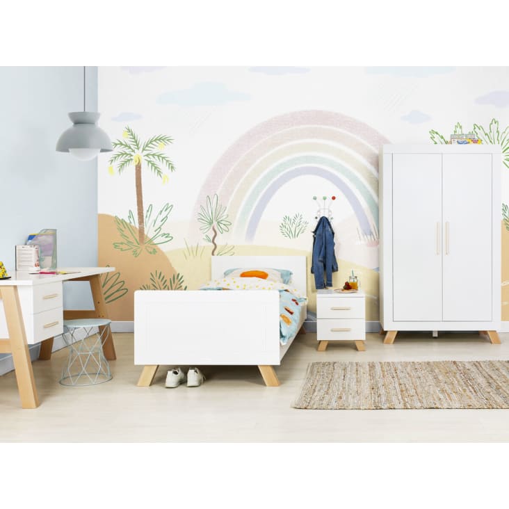 Bureau blanc et hêtre naturel SWING pour chambre enfant