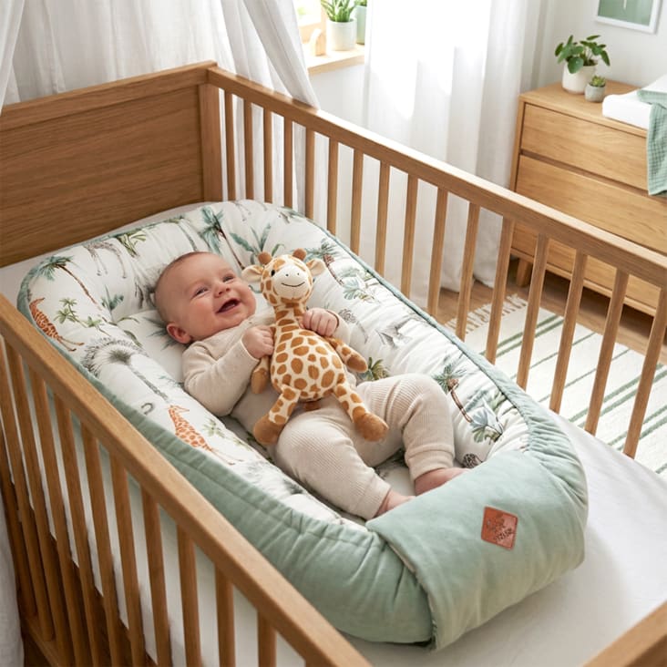 PaLulli Set Nido Per Coccole 5 Pezzi – Nido Bebè 90x50 Con Inserti In Cotone Oeko-Tex, Grigio Foxy