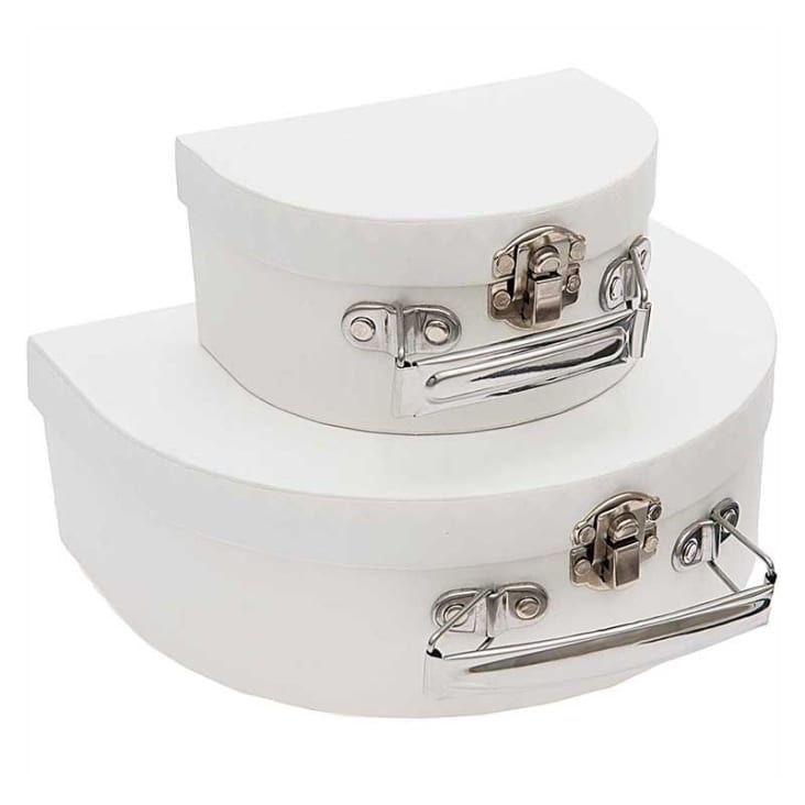 Valigetta Semicircolare In Cartone Bianco Da Decorare 12 X 9 X 6 Cm Valigetta semicircolare in cartone bianco da decorare 12 x 9 x 6 cm
