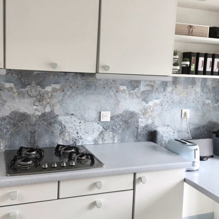 Paraschizzi cucina, in alluminio : L 60cm x H 70cm - Grigio MINERAL