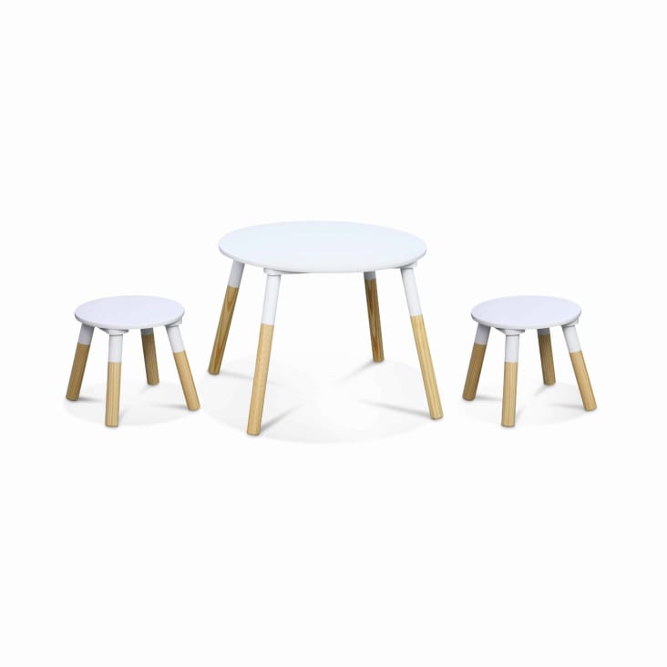 Tavolo rotondo in legno per bambini, bianco