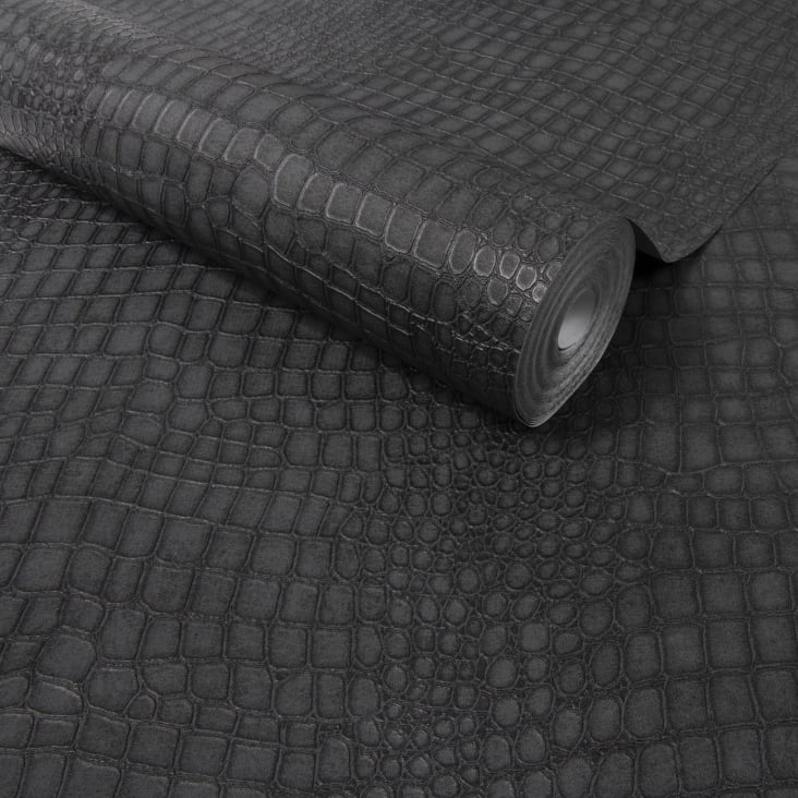 Papier peint intissé crocodile vinyle expansé noir 1005x52cm cropped-5