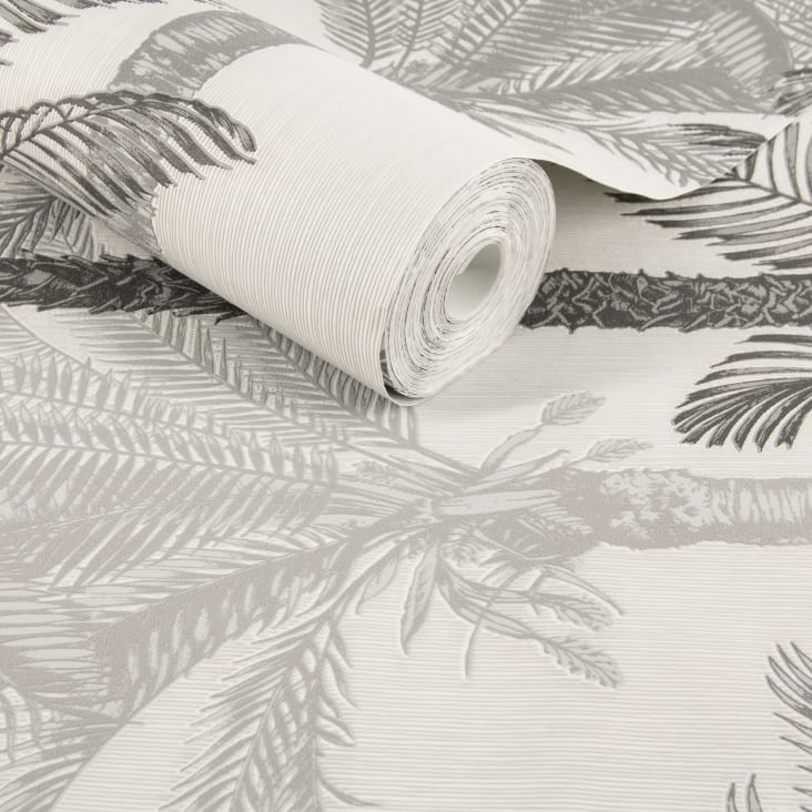 Papier peint intissé palmiers exotiques gris 1005x52cm cropped-4