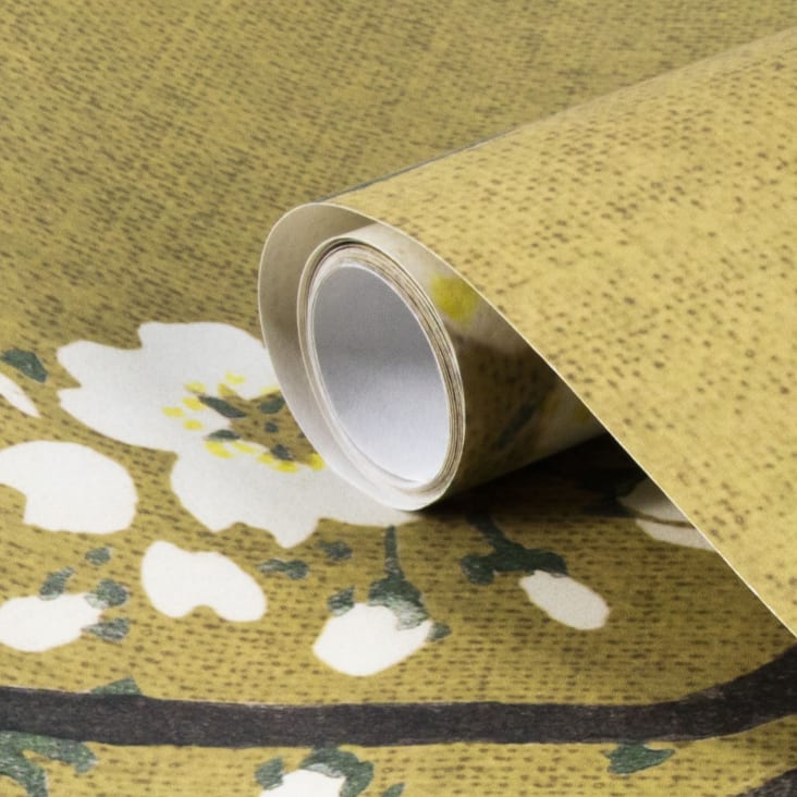 Papier peint panoramique printemps Japonais beige jaune 280x200cm cropped-5