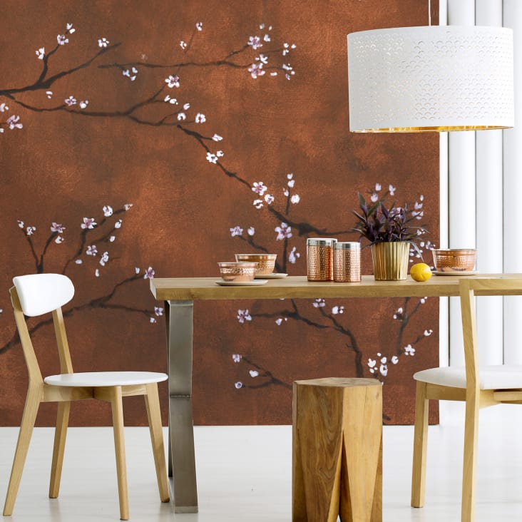 Papier peint panoramique intissé cerisiers Japonais cuivre 300x280cm cropped-3