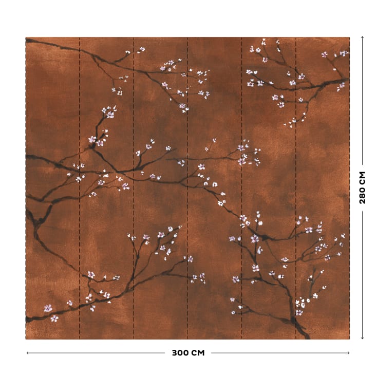 Papier peint panoramique intissé cerisiers Japonais cuivre 300x280cm cropped-4