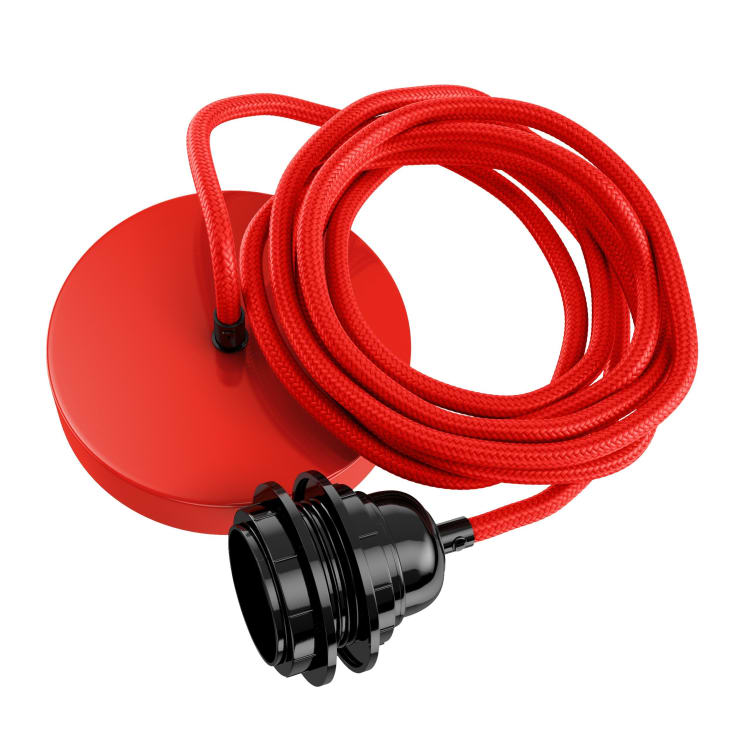 Suspension 1 fil électrique en tissu rouge 2,5m douille noire-HANG 1 V2