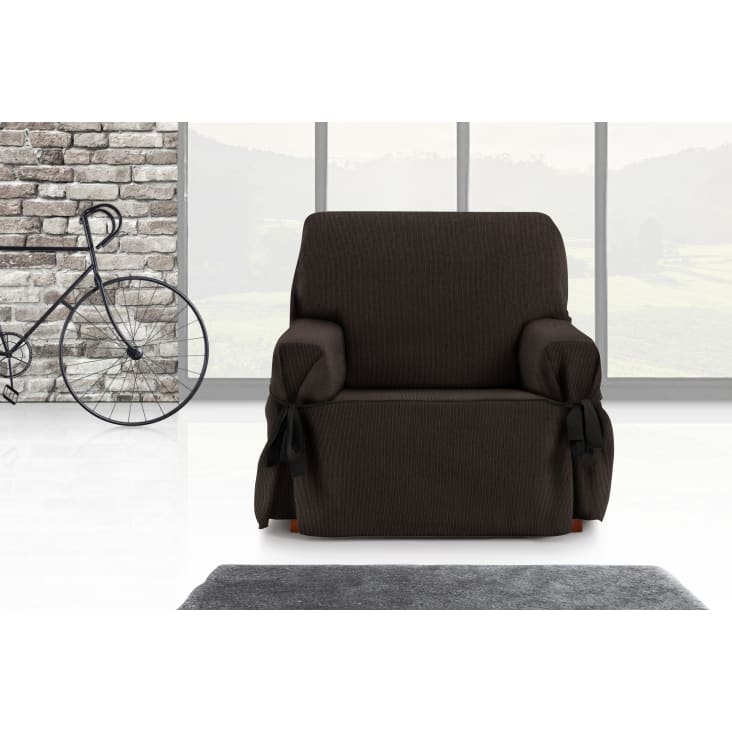 Housse de fauteuil avec des rubans marron 80 - 120 cm-EYSA cropped-3