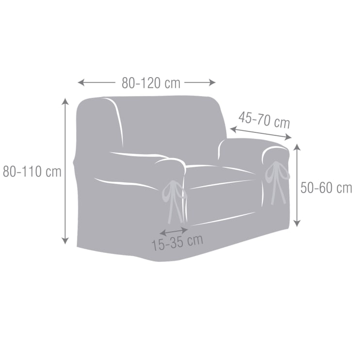 Housse de fauteuil avec des rubans marron 80 - 120 cm-EYSA cropped-4