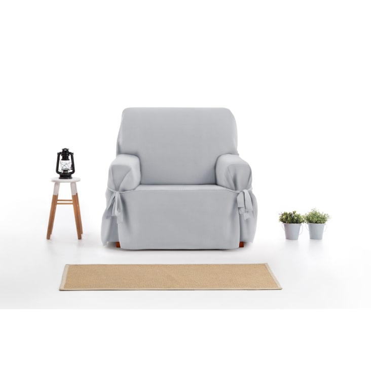 Funda de sillón con lazos gris claro 80 - 120 cm-EYSA cropped-3